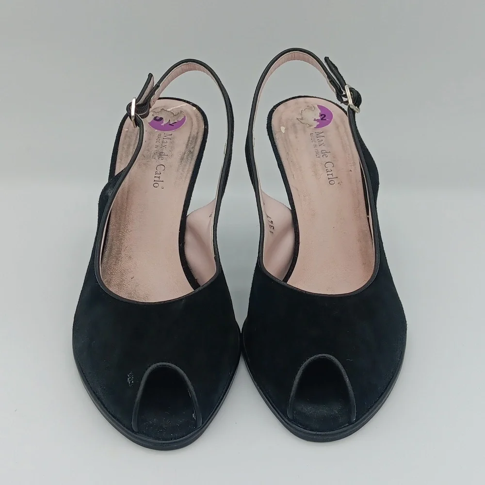 Max de Carlo Suede Peep-Toe Heels - Picture 2 of 8